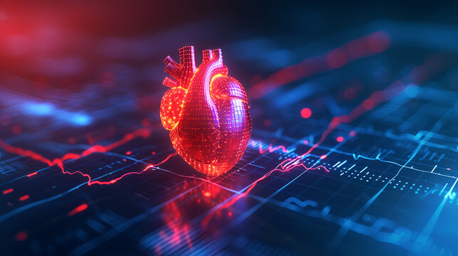 heartbeat, heart, heart concept, Cardiogram line forming heart shape, Generative AI