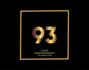 93 Year Anniversary With Gold Color Square