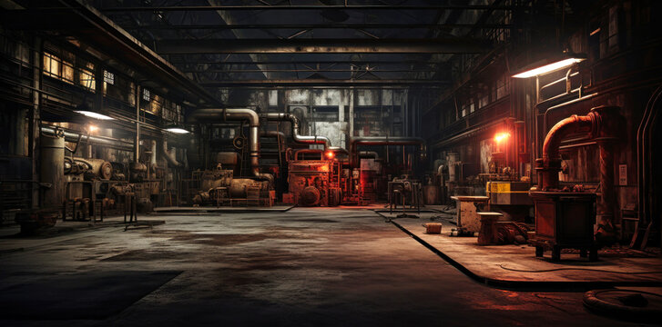Metal Pipe-Filled Industrial Workshop for Production Stock