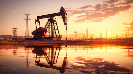 Changes in oil prices caused by the war. Oil price cap concept. Oil drilling rigs in an oil field in the desert. Extracting oil from the ground. Oil production.