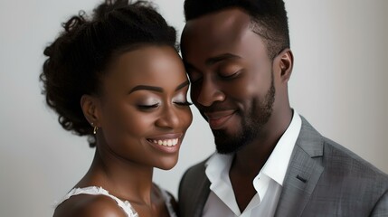 Elegant couple dressed for special occasion, sharing a tender moment. love and fashion. perfect for valentine's day promotions. AI