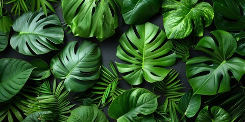 A Close-Up of the Intricate Patterns and Lush Greenery of Monstera Leaves, Symbolizing Growth and Vitality, Generative AI