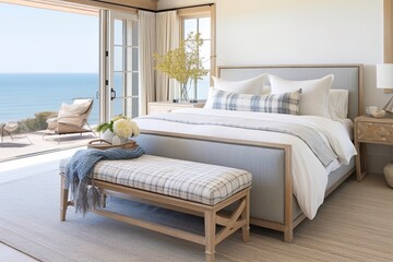 Farmhouse Beach Bedroom: Bench Ideas for foot of Bed Interiors