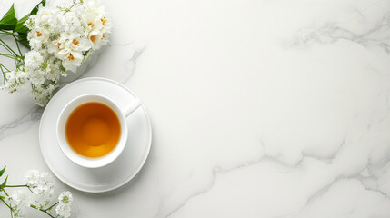 Begin your morning with the inviting scent of brewed tea as steam dances from your cup. - obrazy, fototapety, plakaty