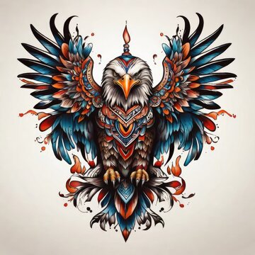Default tattoo Orcinus or eagle color Streamline design indian, eagle art work mascoot caracter, catoon