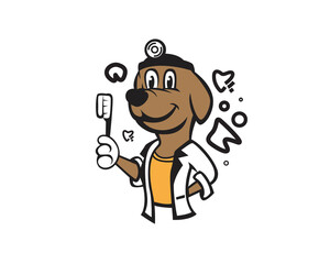 cartoon dog with clothes doctor dentistry mascot logo icon symbol design template illustration inspiration