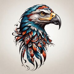 Fototapeta premium Default tattoo Orcinus or eagle color Streamline design indian 