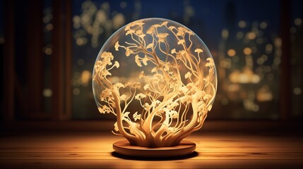 An intricate light lamp design inspired by the beauty of nature, with delicate floral motifs