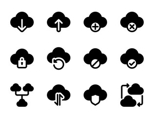 Cloud server icon set, for cloud computing, information technology, AI, big data, and computer systems.