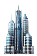 Obraz premium beautiful skyscraper isolated on white background, realistic PNG object