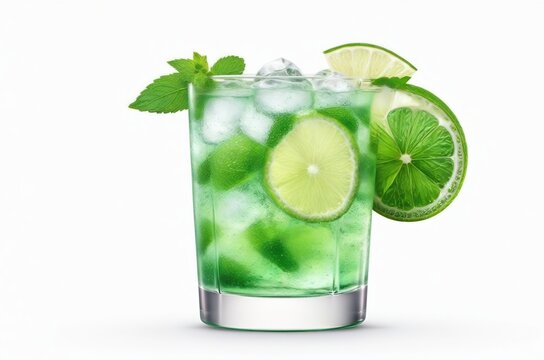 mojito cocktail on white background isolated	