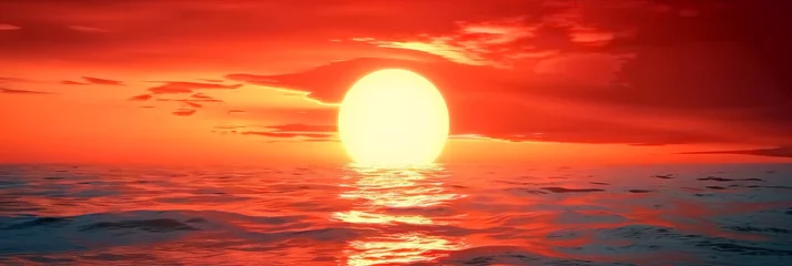Foto op Aluminium  orange sun is rising over the sea, sunset or sunrise © Nice Seven