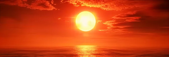 Papier Peint photo autocollant Rouge  orange sun is rising over the sea, sunset or sunrise