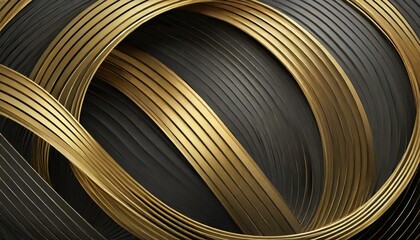 Luxurious 4K Black & Gold Circular Seamless Loop: 3D Circle Lines Ring"