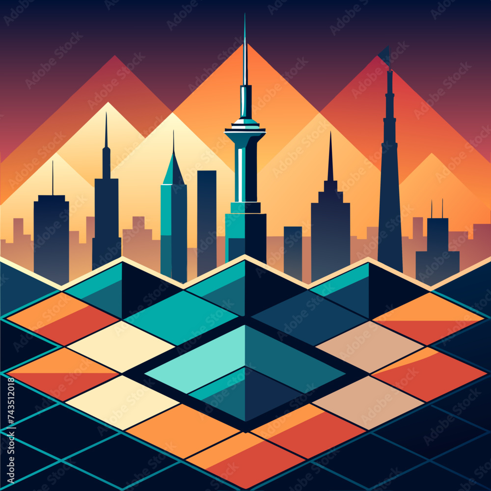 Poster a geometric vector pattern inspired by the layout of a city grid. vektor illustation
