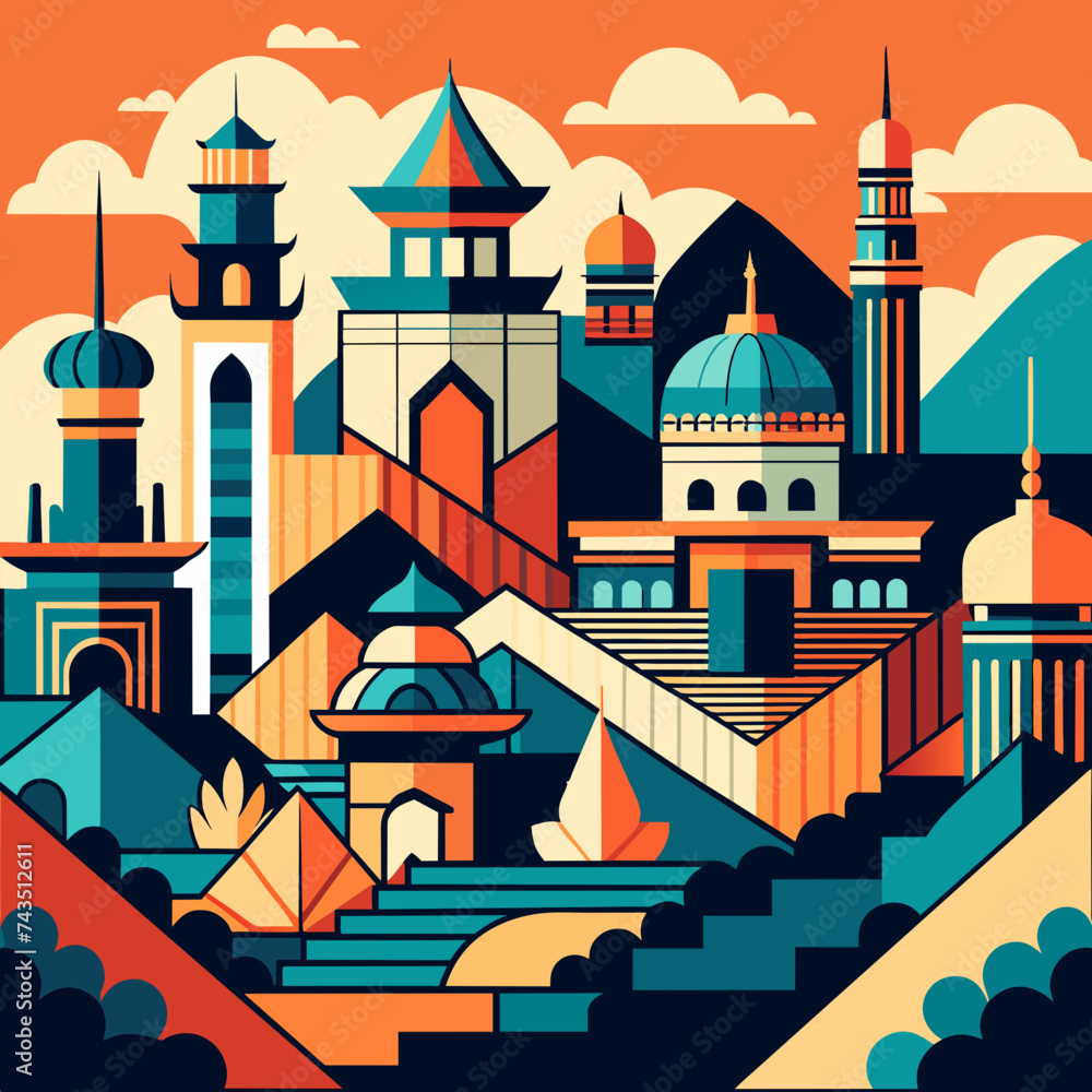 Poster intricate patterns inspired by architecture and urban design. vektor illustation