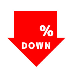 ％DOWN　幅広矢印　赤