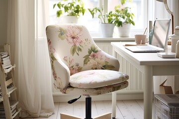 Floral Textile Cozy Vibe: Scandinavian Inspired Home Office Designs