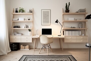 Light Wood Floor Scandinavian Home Office: Cozy Rug Patterns and Designs