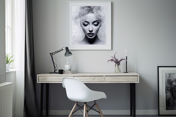 Nordic Art Poster Grey Wall: Stunning Scandinavian Inspired Home Office Designs