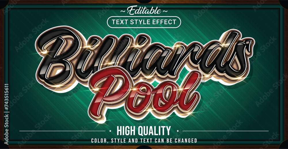 Poster Editable text style effect - Billiards Pool text style theme.