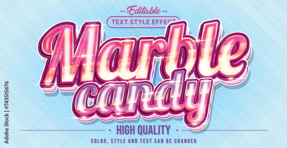 Poster editable text style effect - marble candy text style theme.