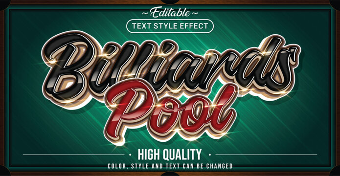 Editable text style effect - Billiards Pool text style theme.