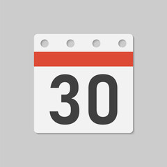 Vector icon page calendar - day 30, countdown