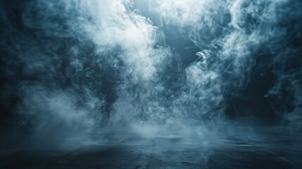 Fototapeta premium Dark room concrete floor. Black room or stage background 