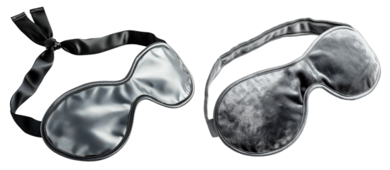 Collection of sleep masks. Eye mask. Isolated on a transparent background.