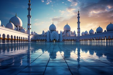 Fototapeta premium blue mosque at evening 