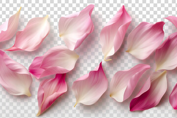 Obraz na płótnie Canvas Beautiful pink petals of flowers, isolated background, generated ai