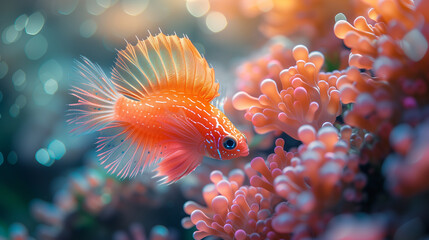 鮮やかなオレンジ色の熱帯魚