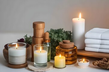 Fototapeta na wymiar spa still life. natural fragrances typical aromas for spas. relaxing, aromatherapy