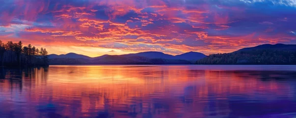 Zelfklevend Fotobehang A breathtaking sunset painting the sky with hues of orange and purple © Shutter2U