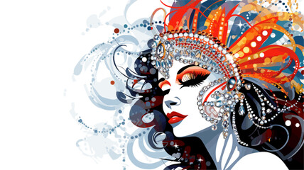 Carnival performer with a glamorous costume adorned with rhinestones. simple Vector art