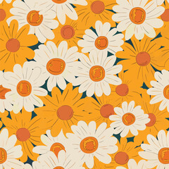 Daisy flowers hand-drawn vector illustration.