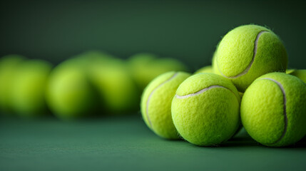tennis balls on a green background, generative ai