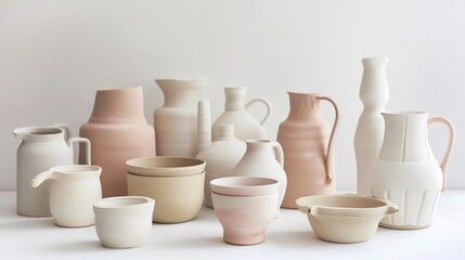 Fototapeta na wymiar Minimalist ceramic collection uniformity and simplicity