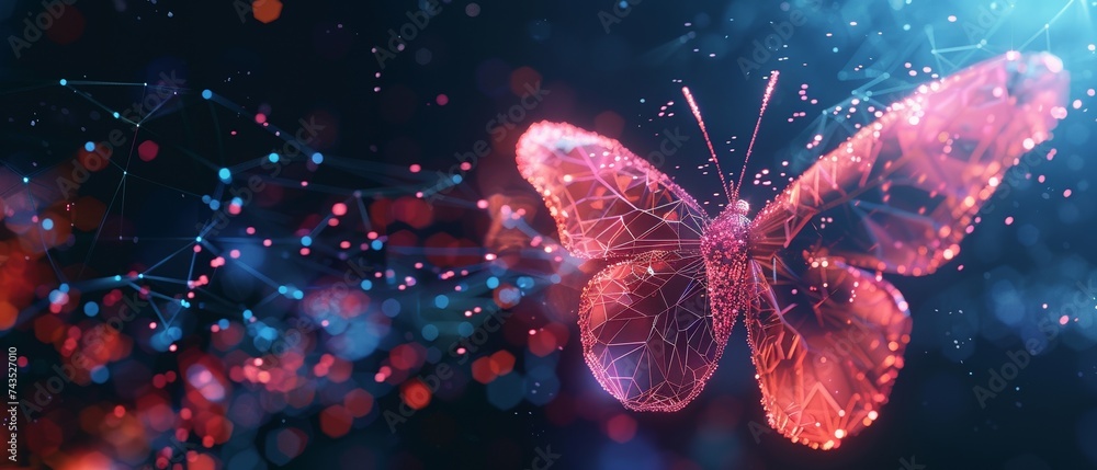 Poster ai and privacy innovation low poly butterfly in a secure cyber world abstract transformation concept