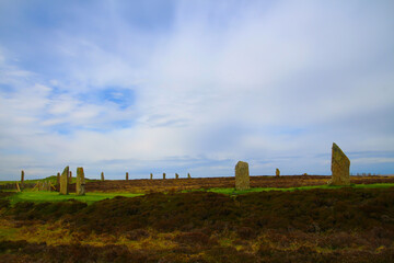 Ring of Brodgar a henge with a circular stone setting inside, Orkney Islands-Mainland, Scotland