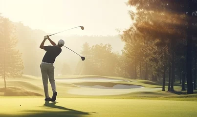 Fotobehang Swinging for Success: A Golfer's Graceful Stride on the Green © uhdenis