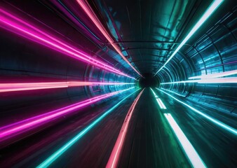 Sci-Fi Futuristic Retro corridor of Laser in Vibrant Purple and Blue  Purple Blue Futuristic tunnel