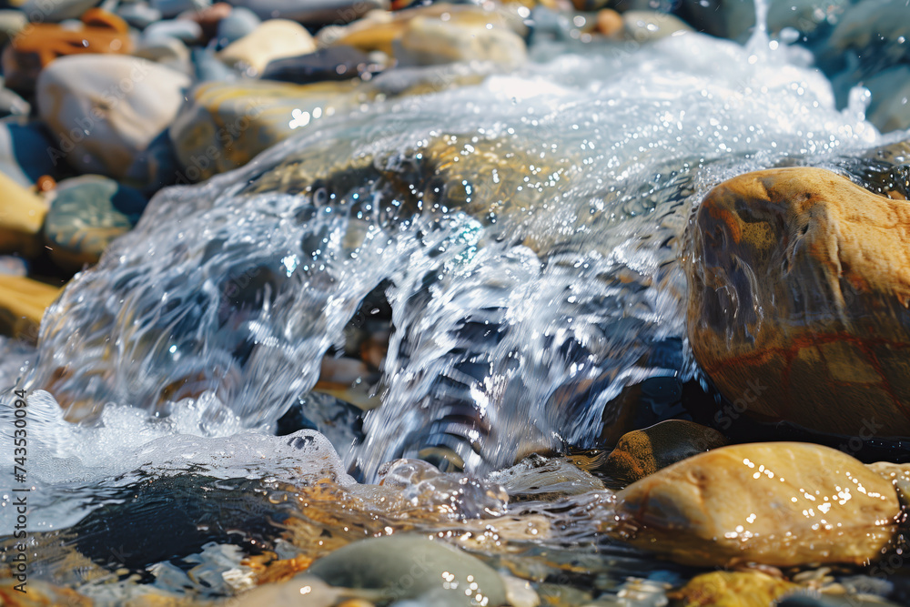 Poster waterfall in the forest. water is the source of life. a slide background for showcasing the importan