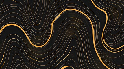 Black and Gold Background With Wavy Lines