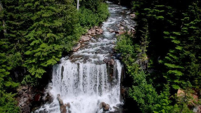 Alexander Falls Waterfall Aerial in Whistler Canada