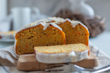 home made carrot sponge cake  - 743531831