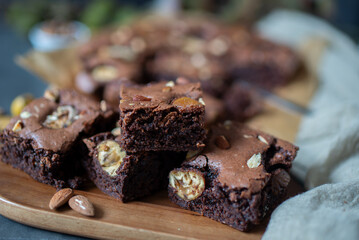 Freshly baked brownie pieces  - 743532698