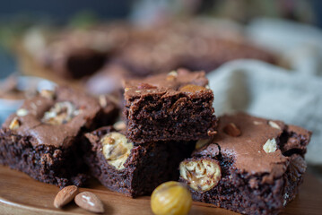 Freshly baked brownie pieces  - 743532817