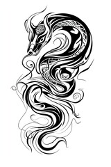 A sketch of a Tattoo in the form of a Snake. T-shirt apparel print design.